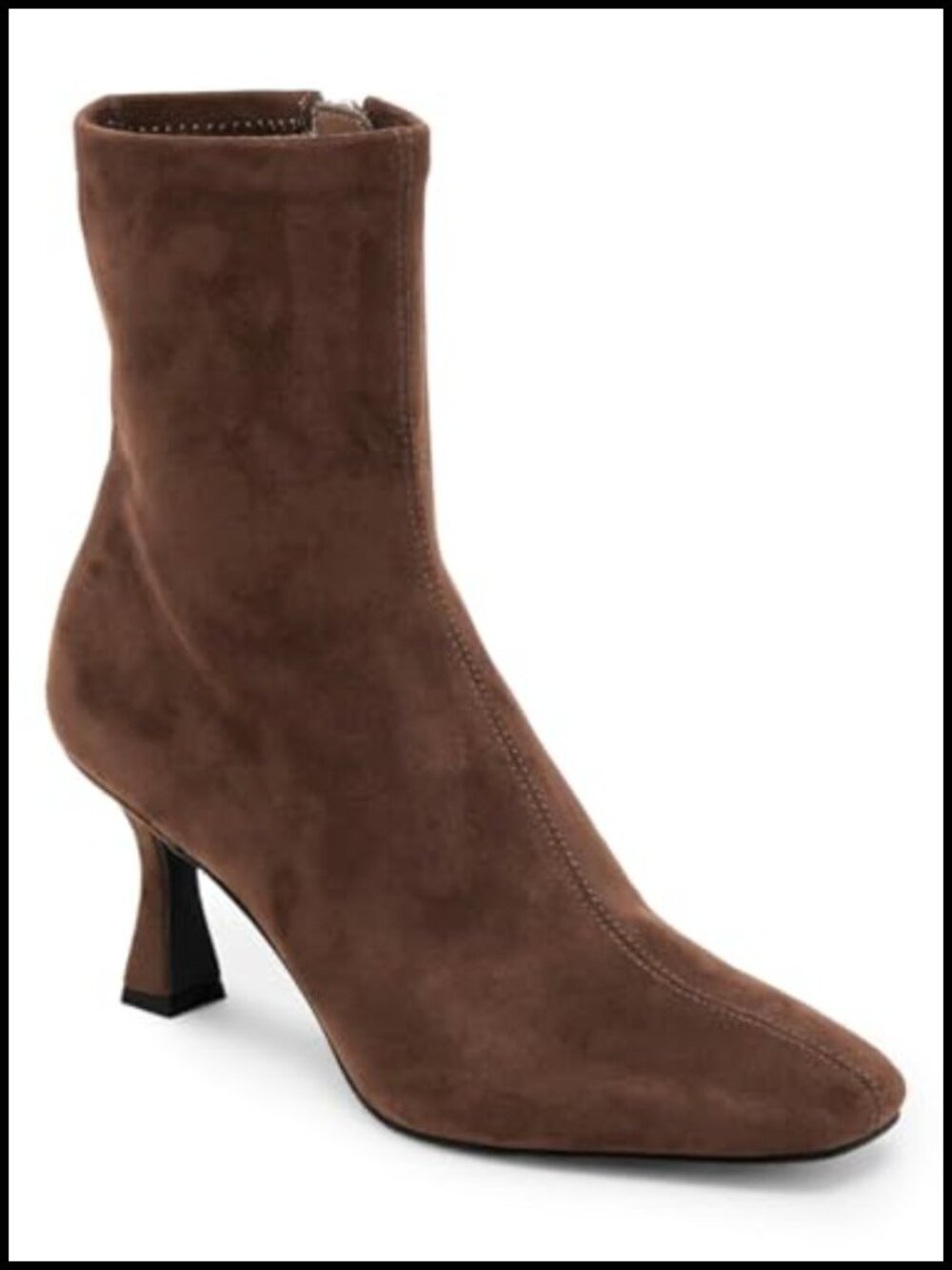 Women's Kitten Heel Ankle Boots Square Toe Side Zipper Faux Leather Booties
